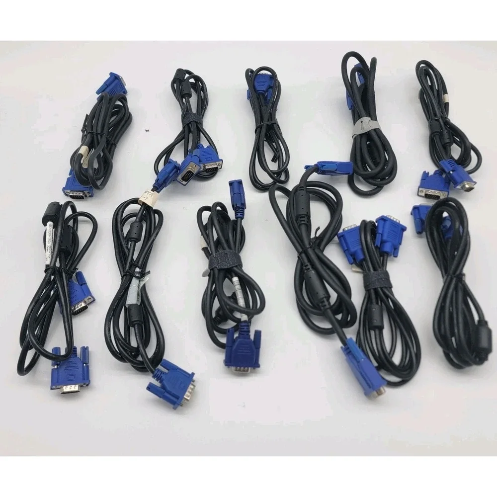Lot Of 15 VGA and DVI-D Dual Link Video Cable Bundle 15-Pin Some New!